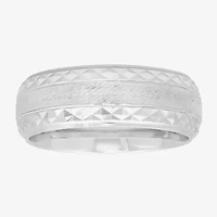 Mens 8MM Sterling Silver Wedding Band