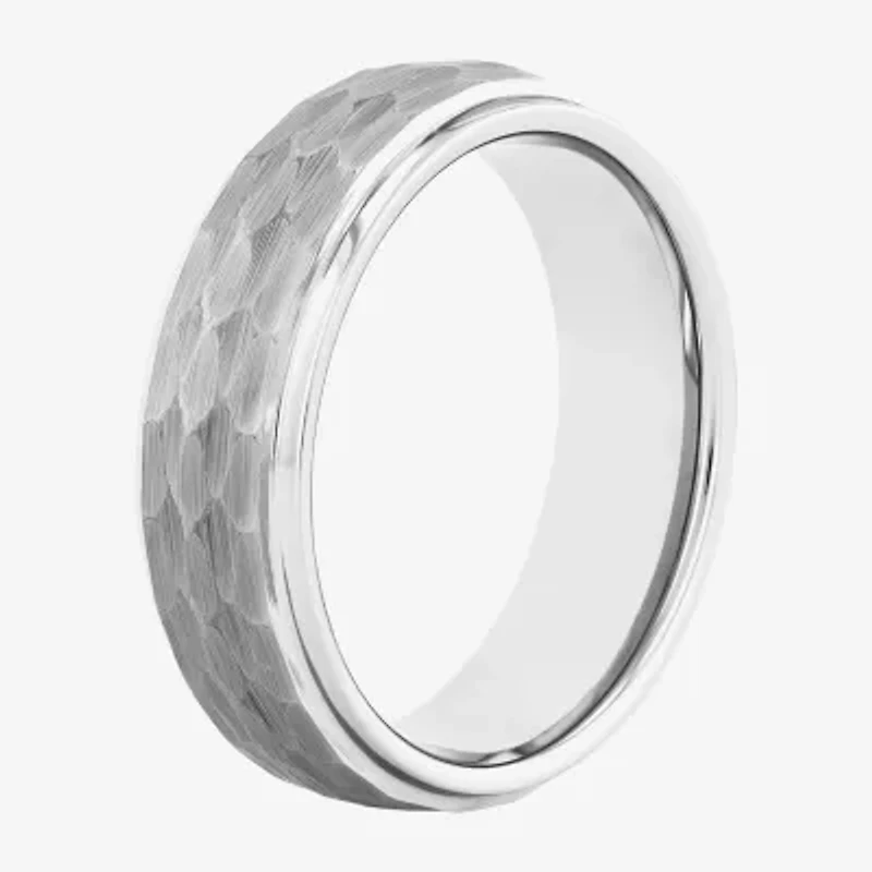 Mens Tungsten Carbide Hammered Wedding Band