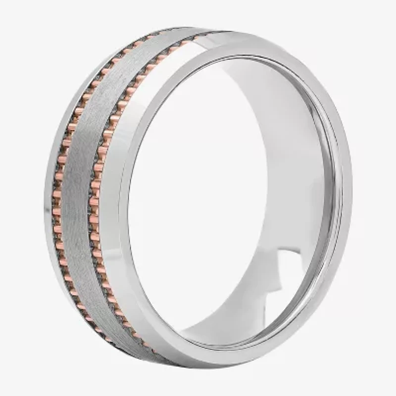 Mens Tungsten Carbide Two-Tone Wedding Band