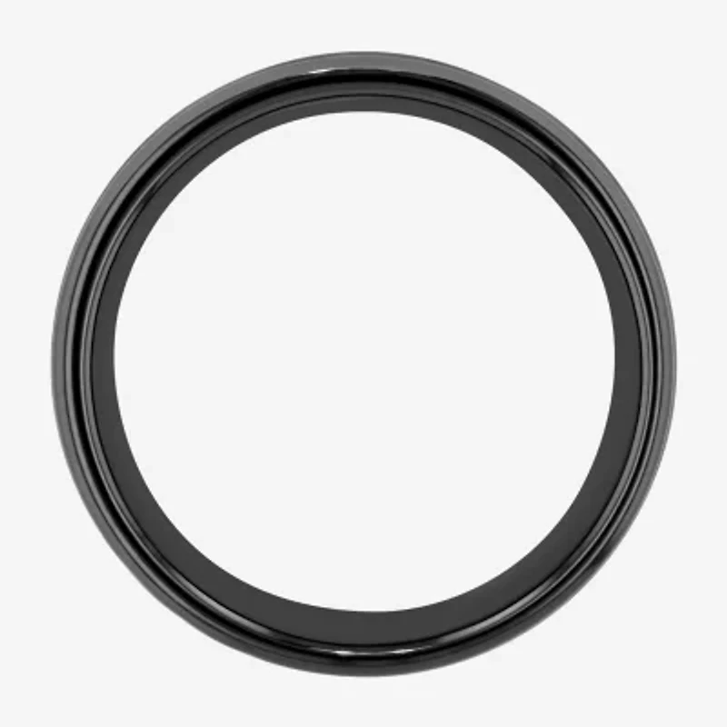 Mens Striped Black Ceramic 8mm Comfort Fit Wedding Band