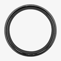 Mens Striped Black Ceramic 8mm Comfort Fit Wedding Band