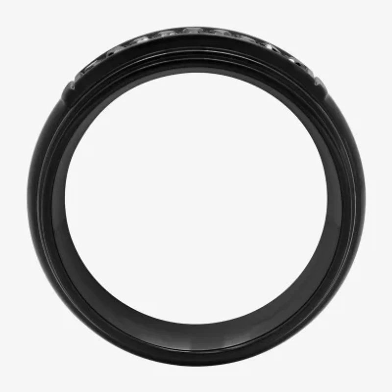 Mens 7.5MM 1/7 CT. T.W. Natural Black Diamond Stainless Steel Wedding Band