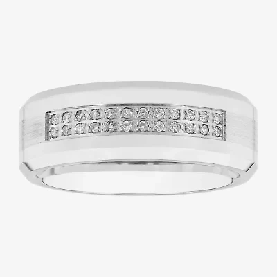 Mens 8MM 1/8 CT. T.W. Natural Diamond Cobalt Wedding Band