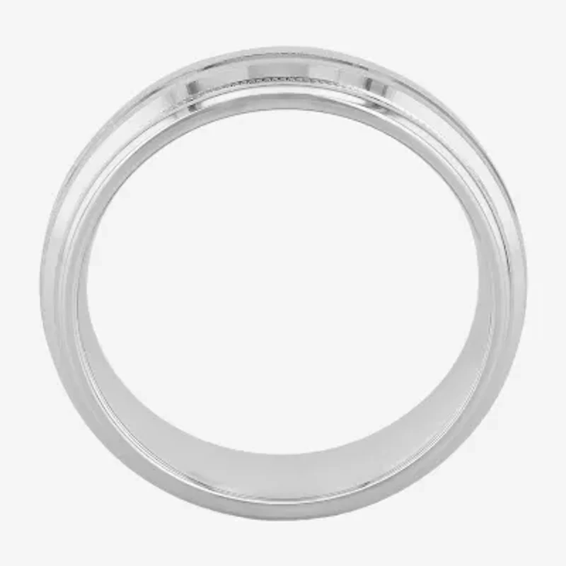 Mens 7MM Sterling Silver Wedding Band