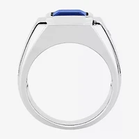 Mens Lab-Created Gemstone & White Sapphire Ring