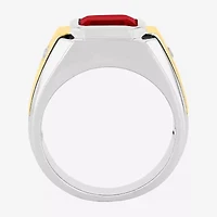 Mens Lab-Created Gemstone & White Sapphire Ring