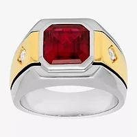 Mens Lab-Created Gemstone & White Sapphire Ring