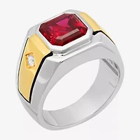 Mens Lab-Created Gemstone & White Sapphire Ring