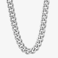 Mens Stainless Steel 24" 9mm Flat Curb Chain Necklace