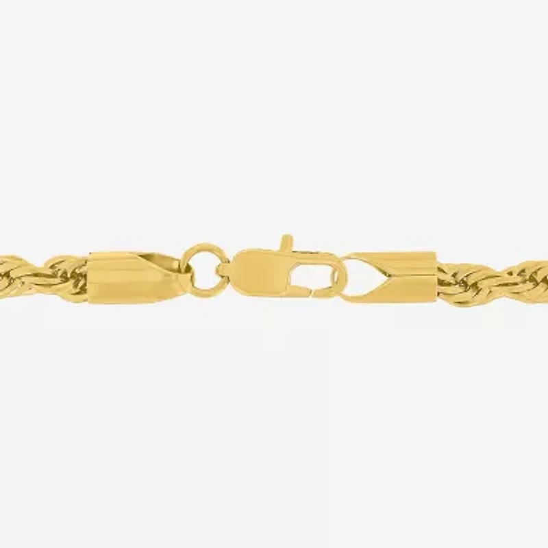 Mens Cubic Zirconia Gold-Tone Ion-Plated Stainless Steel Dog Tag Pendant Necklace