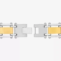 Mens 1/4 CT. T.W. Diamond Cross Two-Tone Stainless Steel Link Bracelet