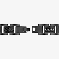 Mens Black Ion-Plated Stainless Steel and Carbon Fiber Link Bracelet