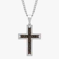 Mens Stainless Steel Cross 24 Inch Pendant Necklace