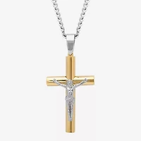 Mens Stainless Steel Crucifix Cross Pendant Necklace