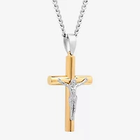 Mens Stainless Steel Crucifix Cross Pendant Necklace
