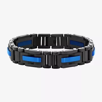 Mens Stainless Steel 8 1/2 Inch Solid Link Chain Bracelet