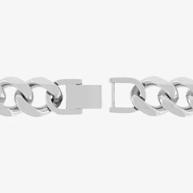 Mens Stainless Steel 8 1/2 Inch Solid Curb Id Bracelet