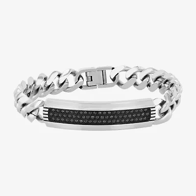 Mens Stainless Steel 8 1/2 Inch Solid Curb Id Bracelet