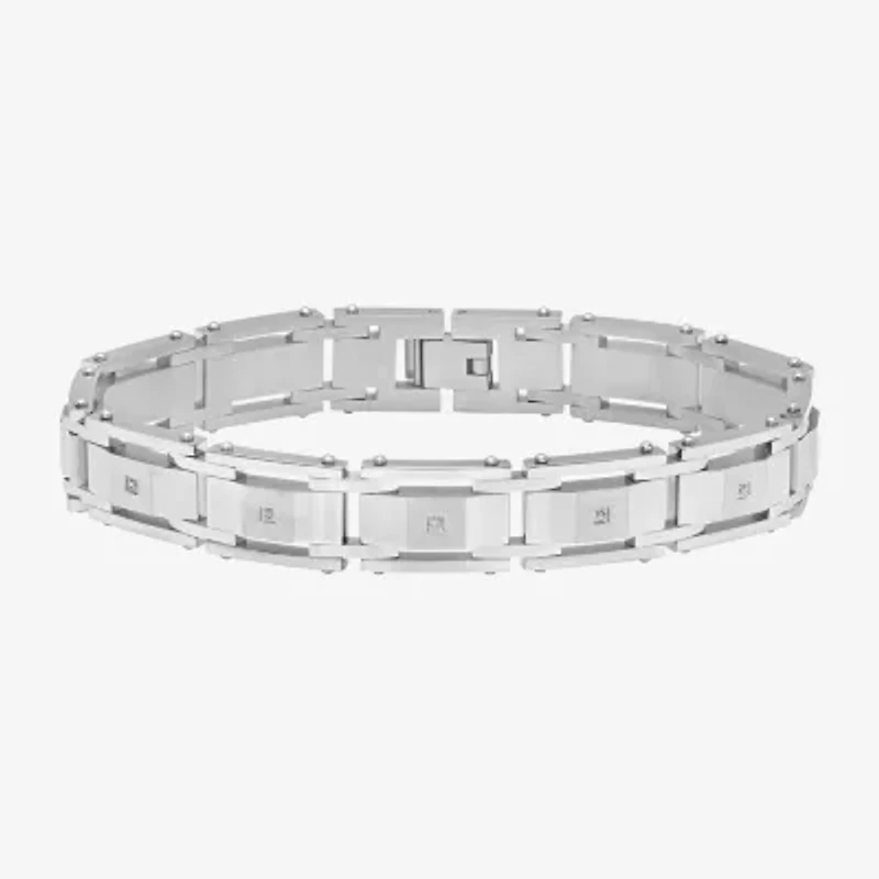 Mens Stainless Steel Solid 8 1/2 Inch Link Bracelet