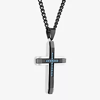 Mens 1/10 CT. T.W. Natural Diamond Stainless Steel Cross Pendant Necklace