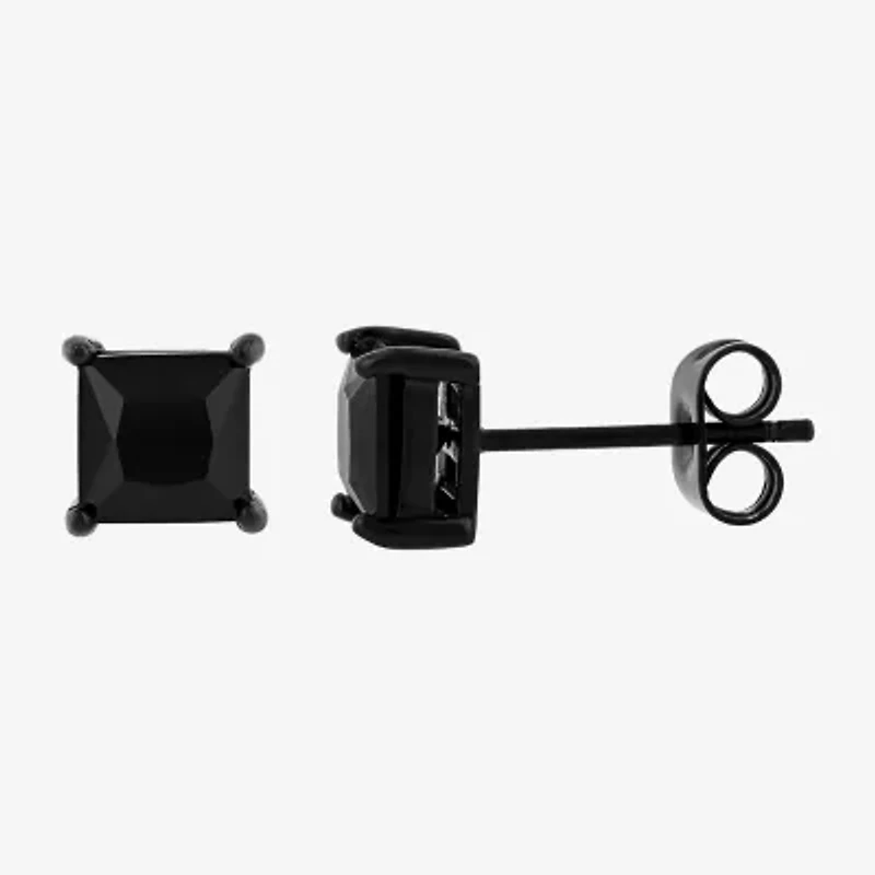 Genuine Black Spinel Stainless Steel 15mm Stud Earrings
