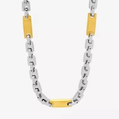Mens Two-Tone Stainless Steel Link Necklace
