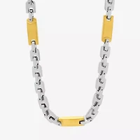 Mens Two-Tone Stainless Steel Link Necklace