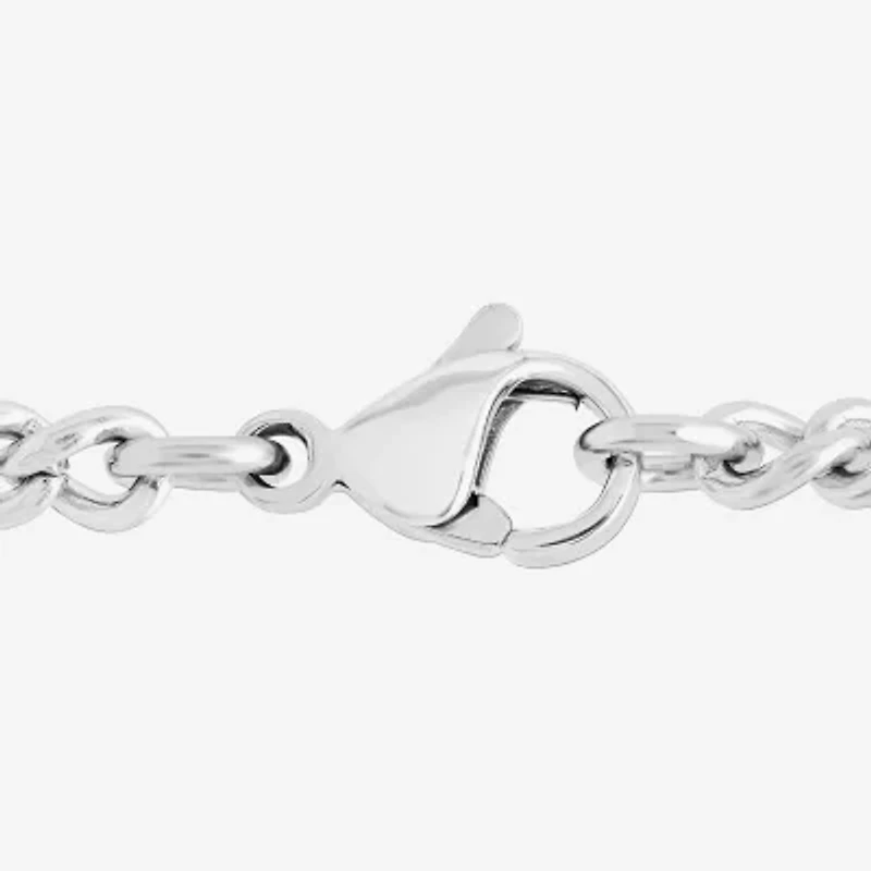 Mens Diamond Accent Natural White Diamond Stainless Steel Cross Dog Tag 24 Inch Pendant Necklace