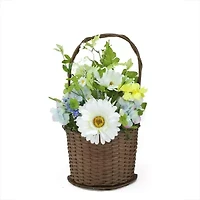 14.5'' Blue and White Mixed Flower Artificial Spring Floral Arrangement with Basket