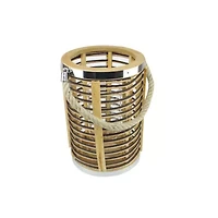 7.5'' Rustic Chic Cylinderical Rattan Decorative Candle Holder Lantern with Jute Handle