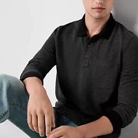 mutual weave Big and Tall Mens Classic Fit Long Sleeve Polo Shirt