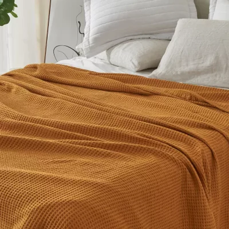 Patina Vie Maison Cotton Waffle Weave Washable Reversible Hypoallergenic Lightweight Throw