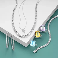 Effy  Womens 1/10 CT. T.W. Natural Diamond Sterling Silver Cross 16 Inch Pendant Necklace