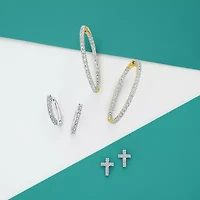 Effy Final Call 1/5 CT. Natural Diamond Sterling Silver 10.8mm Cross Stud Earrings
