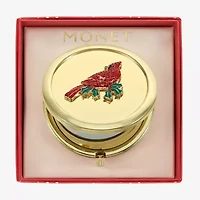 Monet Jewelry Gold Tone Red Cardinal Gold Tone Compact Mirror
