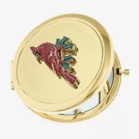 Monet Jewelry Gold Tone Red Cardinal Gold Tone Compact Mirror