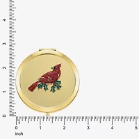 Monet Jewelry Gold Tone Red Cardinal Gold Tone Compact Mirror