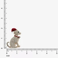 Monet Jewelry Gold Tone Santa Dog Glass Pin