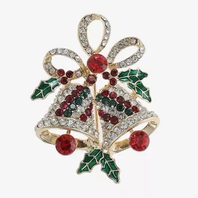 Monet Jewelry Gold Tone Holly Multi Color Glass Pin