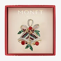 Monet Jewelry Gold Tone Holly Multi Color Glass Pin