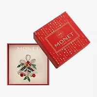 Monet Jewelry Gold Tone Holly Multi Color Glass Pin
