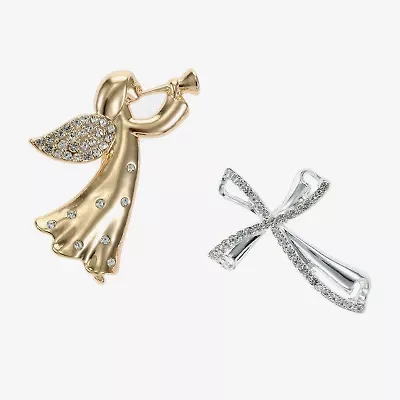 Monet Jewelry Gold Tone Glass Pin