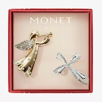 Monet Jewelry Gold Tone Glass Pin