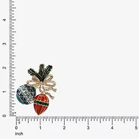 Monet Jewelry Gold Tone Christmas Multi Color Glass Pin