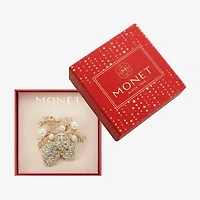 Monet Jewelry Gold Tone Pinecone Glass Pin