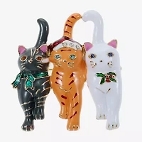 Monet Jewelry Gold Tone Cat Trio Multi Color Glass Pin