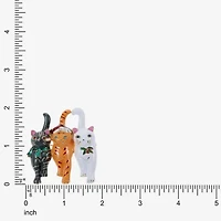 Monet Jewelry Gold Tone Cat Trio Multi Color Glass Pin