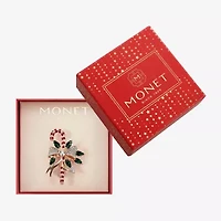 Monet Jewelry Rose Gold Candy Cane Multi Color Glass Pin
