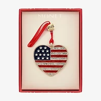 Monet Jewelry Gold Tone American Flag Christmas Ornament