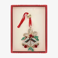 Monet Jewelry Gold Tone Holly Christmas Ornament